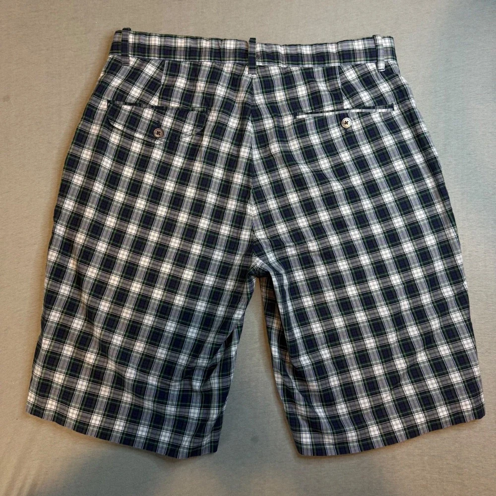 Polo Ralph Lauren Bradbury Fit Bleecker Plaid Shorts Mens 32 Navy Green Cotton